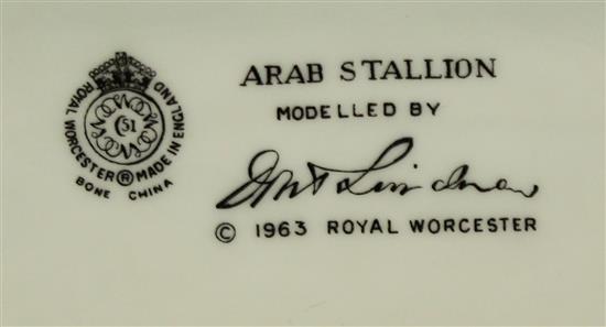 A Royal Worcester model of an Arab Stallion, modelled by Doris Lindner, c.1963, 29.5cm